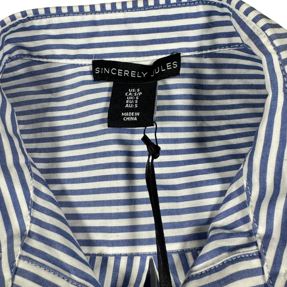 NWT Sincerely Jules Striped Button Down Shirt Cotton Menswear Style - Size Small - Picture 9 of 10